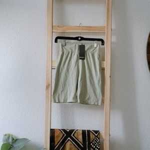 Nasty Gal High Waisted Olive Sage Green Biker Shorts Size 0